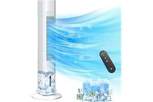 BEBEGINE Windowless Portable Air Conditioner Ac Units with Remote, Evaporative humidifier Air Tower Cooling Fan, Small Indoor Outdoor Oscillating Swamp Cooler 7H Timer, Large White