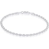 Waitsoul Sparkling/Rope/Box Bracelet for Women Men 2mm 2.5mm 3mm 5mm Diamond-Cut Silver/Gold Sparkling/Box/Rope Chain Bracelet for Gril 6.5/7/7.5/8/8.5/9 Inch