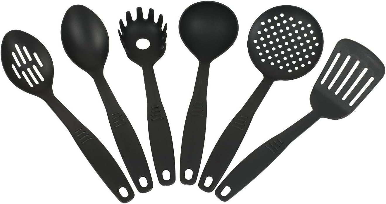 6 Piece Nylon Kitchen Utensil Set (Black) Kitchen Tool