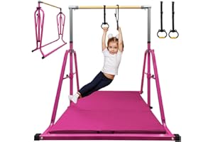 Peakpath Gymnastics kip Bar,Height Adjustable 3' to 5' and Foldable Gymnastic Equipment for Kids Junior Ages 3-15, Ideal for Indoor and Home Training