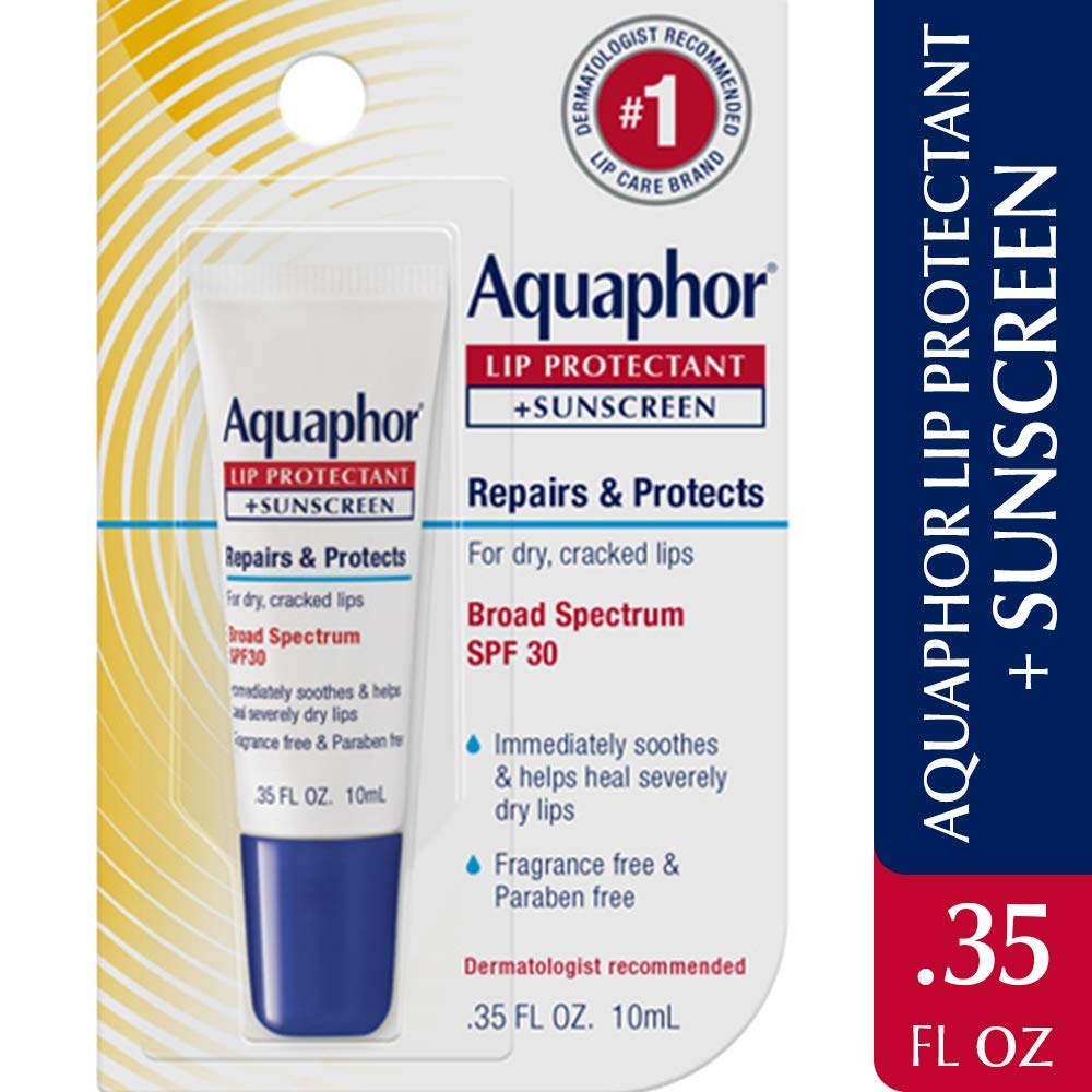 Aquaphor Lip Protectant and Sunscreen Ointment - Broad Spectrum SPF 30 - Relieves Chapped Lips - .35 fl. Oz. Tube : Lip Balms And Moisturizers : Beauty
