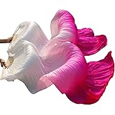 WJPUUS 1 Pair(Left+Right) Belly Dance Fan Artificial Silk Bamboo Fans,Colorful Dancing Fabric Fans,Long Folding Imitated Silk Fans,for Dancing Show Arts,Length 180cm Width 90cm.