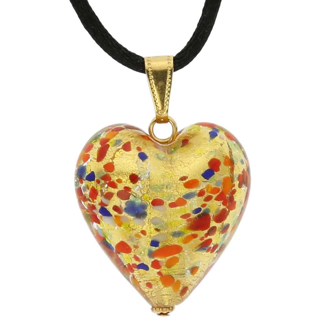 Glass Of Venice Murano Glass Heart Pendant - Multicolor Confetti