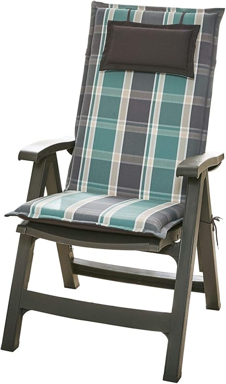 Homeoutfit24 Sun Garden 5 Stuck Gartenstuhl Auflage Donau In Grau Grun Gepolstertes Sitzkissen Mit Kopfpolster Fur Hochlehner Gartenmobel Abnehmbar Und Waschbar 120 X 50 X 6 Cm Amazon De
