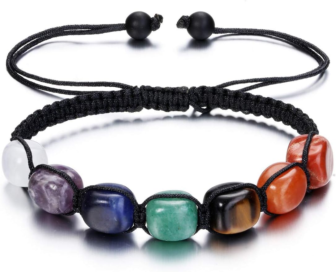 JOVIVI 7 Chakra Healing Crystal Bracelet Women Natural Gemstones Yoga Reiki Chakras Stone Beads Anxiety Braided Bracelet Adjustable Jewellery