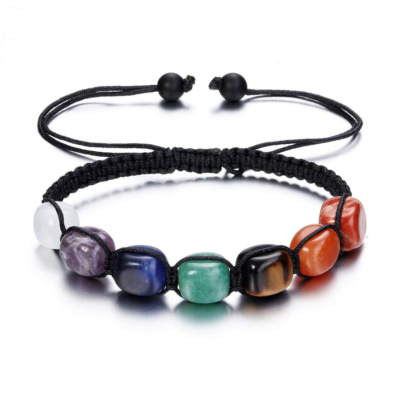 JOVIVI 7 Chakra Healing Crystal Bracelet Women Natural Gemstones Yoga Reiki Chakras Stone Beads Anxiety Braided Bracelet Adjustable Jewellery