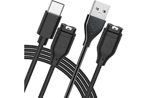 Charger Cable for Garmin Watch Charger, 2 Pack USB-A + USB-C Charging Cable for Garmin Fenix, Vivoactive, Forerunner, Venu, I