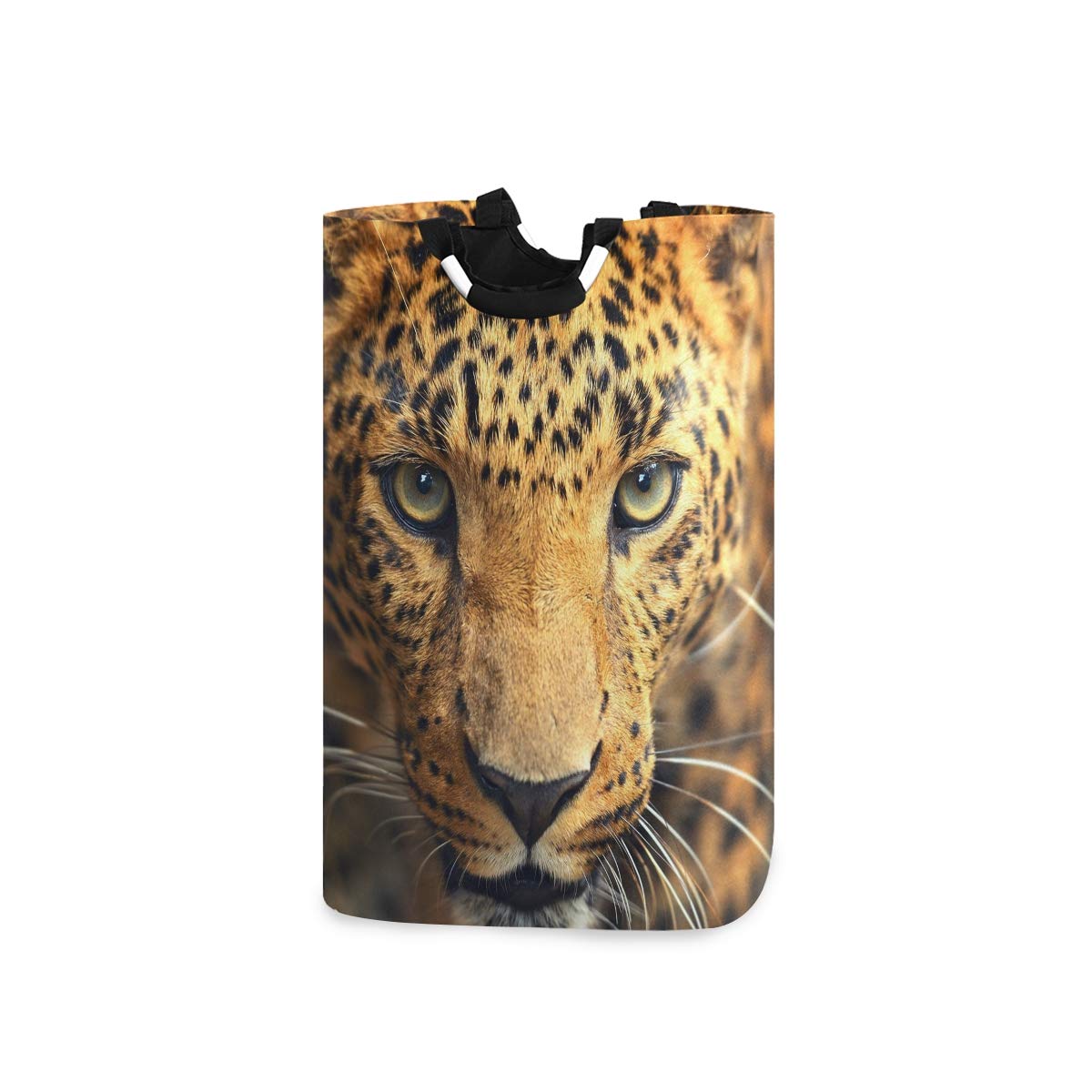 Mnsruu Leopard Pattern Laundry Basket Collapsible Laundry Hamper with Handle Foldable Laundry Bin