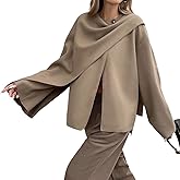 SOLY HUX Women's Oversized Scarf Jacket Shawl Wrap Long Sleeve Button Casual Coats Overcoats