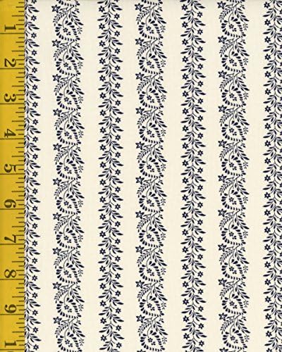 Premium Cotton Fabric - Windham Fabrics Rhapsody in Blue 42131-3 Stripe - Cream