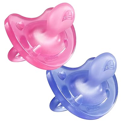 Chicco Schnuller Physio Soft, 100% Silikon, 2 Stück, Rosa/Lila