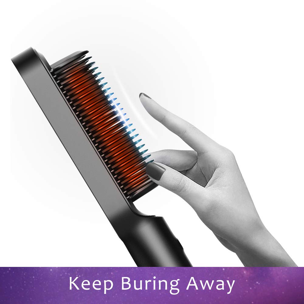 TYMO RING Hair Straightener Brush – Hair Straightening Iron with Built-in Comb, 20s Fast Heating & 5 Temp Settings & Anti-Scald, Perfect for Professional Salon at Home : Beauty