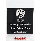 Terporium 4mm Ruby Red Craft Spheres (Pack of 5) | Synthetic Corundum Decorative Round Beads Without Holes | for Jewelry Making, Resin Art, Nail Art &amp; Crafts