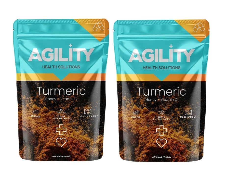 VYTALIVING 2500mg High Strength 120 Turmeric Tablets with Honey & Vitamin C, Turmeric Supplements, Herbal Food Supplement for Joint Function & Immune System Health | 120 Tablets