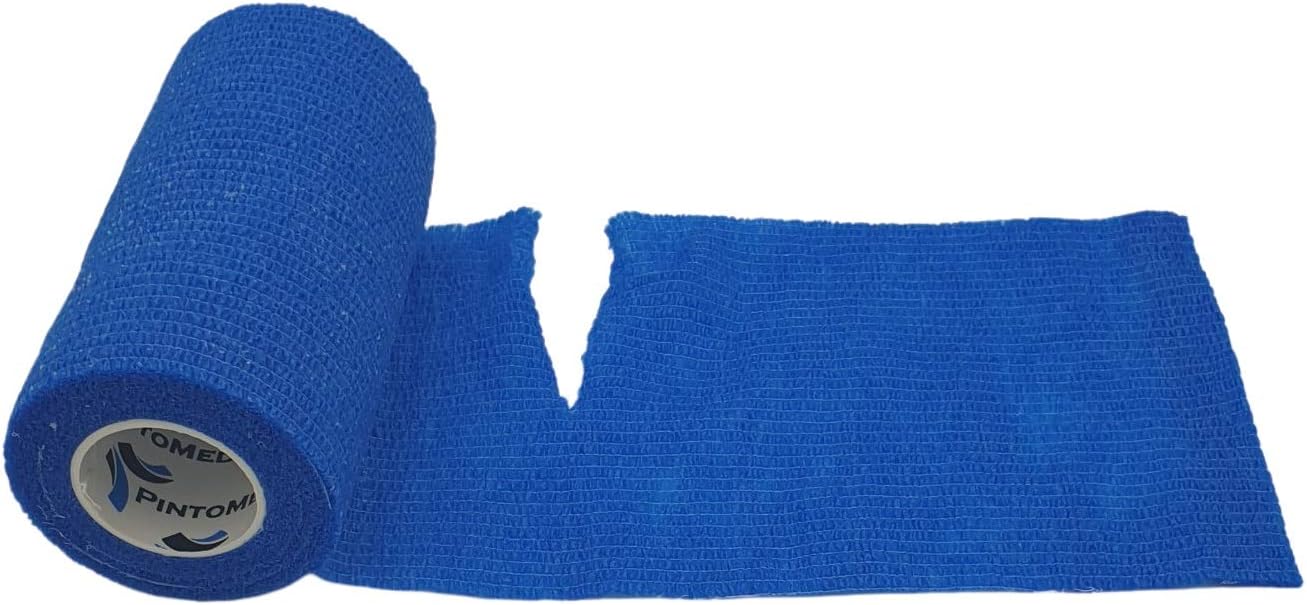 PintoMed, 6X Blue x 10cm x 4.5m Cohesive Bandage Stretched, Self-Adhesive Flexible Bandages - Image 5