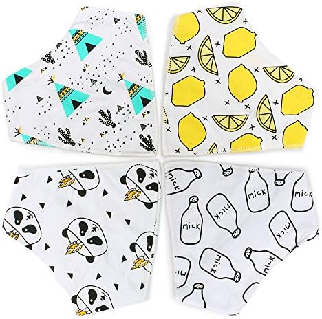 Bandana Baby Drool Bibs Sets for Babies Girls Boys, Philyer 100% Organic Cotton Baby Bibs Perfect for Dribble, Teething, Feeding, Fits Newborn to Toddler - 4 Pack, White