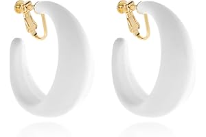 NOVEARRING Clip on Hoop Earrings for Women Detachable Clip-on Earrings 80s 90s Accessories Outfit Retro Neon Party Halloween Costumes Jewelry