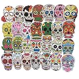 Homyu Stickers Colorful Skull Decals 60-Pcs for Laptops Motorcycle Portable Luggages Ipad Laptops Waterproof Sunlight-Proof