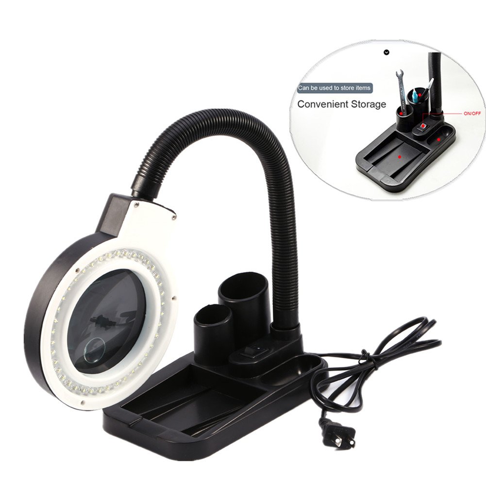 Best magnifying crafts glass desk lamp 5x 10x magnifier with 40 led lights