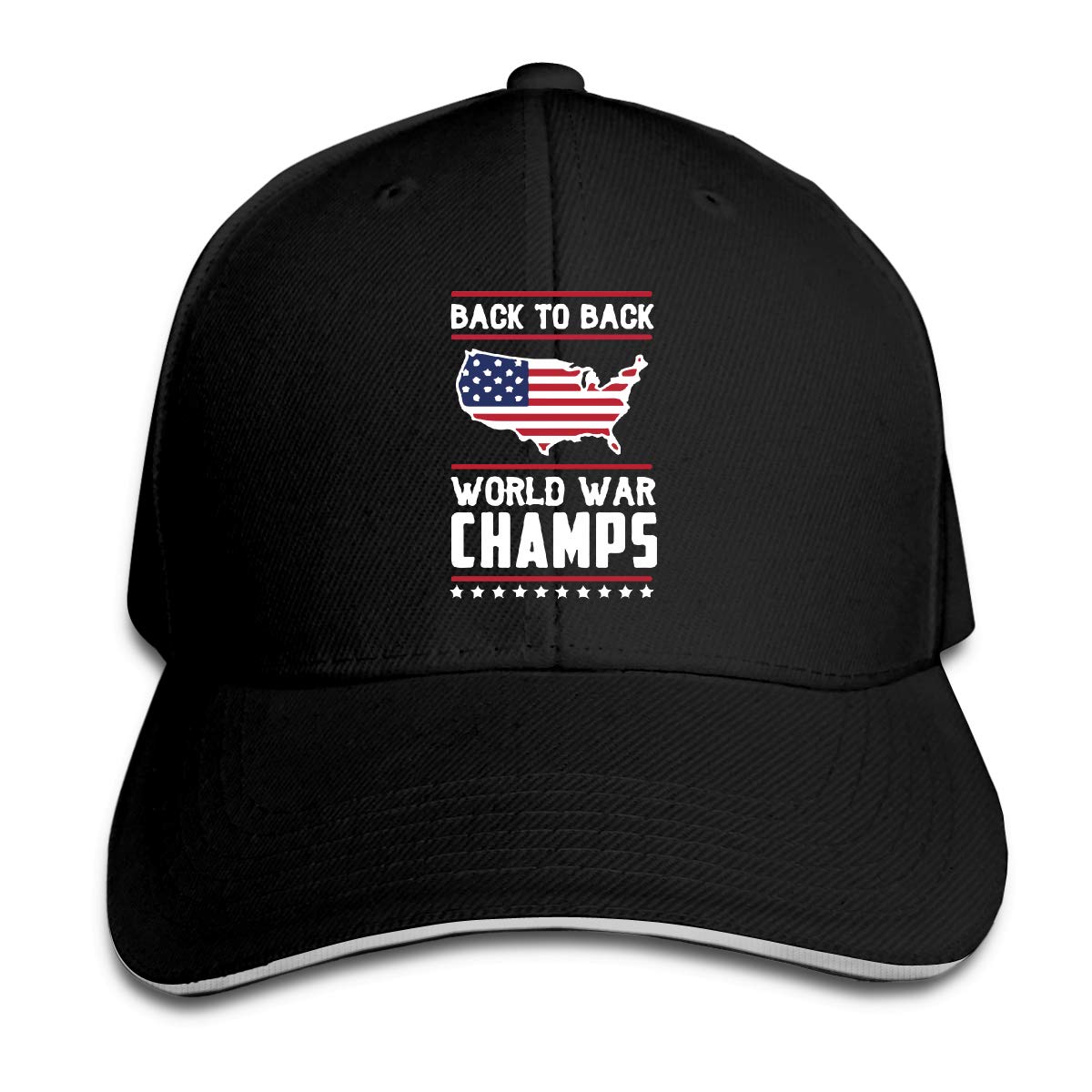 Back-to-Back World War Champs Women/Men Adjustable Peaked Sandwich Cap Dad Hat Black at Amazon 