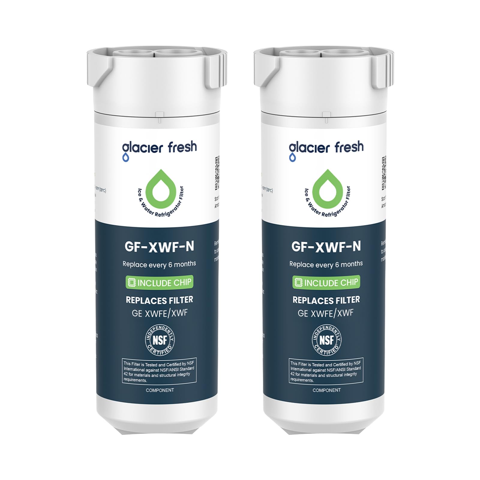 GLACIER FRESH XWFE (Built-in CHIP) Refrigerator Water Filter Pack of 2
