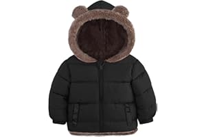 Enlifety 6M-5T Baby Toddler Winter Fleece Coat Boys Girls Cute Bear Ear Hooded Jackets with Pockets