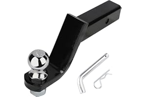 Angcosy 2-Inch Trailer Hitch Ball Mount, Heavy-Duty Steel, 6,000 lbs Capacity, 4" Drop, 2-3/4" Rise, 2" Trailer Ball & 5/8" Hitch Pin Included