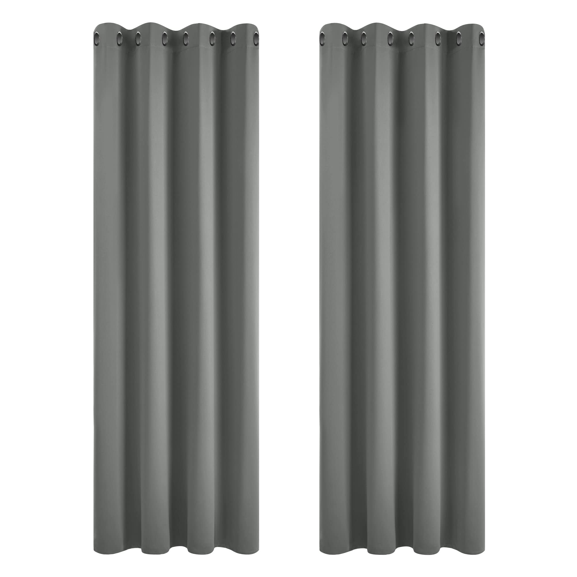 Deconovo Solid Thermal Insulated Blackout Curtains Material Room Darkening Curtains Eyelet Curtains for Kidsroom 52"x 54" Light Grey 1 PAIR