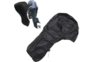 Outboard Motor Cover, 600D Boat Motor Cover Water proof and Heavy Duty, with Storage Bag, for Motor 6‑15HP, Black (6‑15HP)