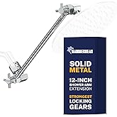 HammerHead Metal Adjustable Shower Head Extension Arm, 12 Inch Reach | Shower Head Extender Raises Height for Rain Heads, Angle Adjusts, Holds up to 10lbs, Chrome
