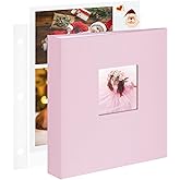 1DOT2 8.5x11 Inch Large 3 Ring DIY Scrapbook Photo Album with 30 Plastic Sleeves 60 Pages Blank Scrapbooks, 8.5 x 11 Scrap Book Albums for Baby Travel Wedding Graduation kids (Pink Cover/White Pages)