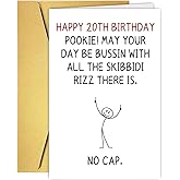 Qamza Funny 20 Year Old Birthday Card&Gift, Humorous Gen Z Slang Happy 20th Birthday Card & Decorations for Boys Girls, 20th Birthday Gift for Son Daughter Grandson Granddaughter Friend