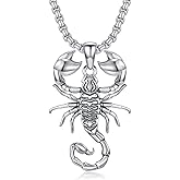 Lattd Scorpion Necklace 925 Sterling Silver Animal Pendant Gothic Jewelry Gifts for Men Women, w/Stainless Steel Chain 22''+2''
