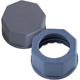 EZ-POUR&reg; Coarse Thread Base Cap Kit, Utility Can Cap, Gray, Pack of 2 | Coarse-Thread Base Cap + Solid Block-Off Cap. Fits Metal Utility &amp; Water Cans. Seals Spout Base, Stops Leaks.