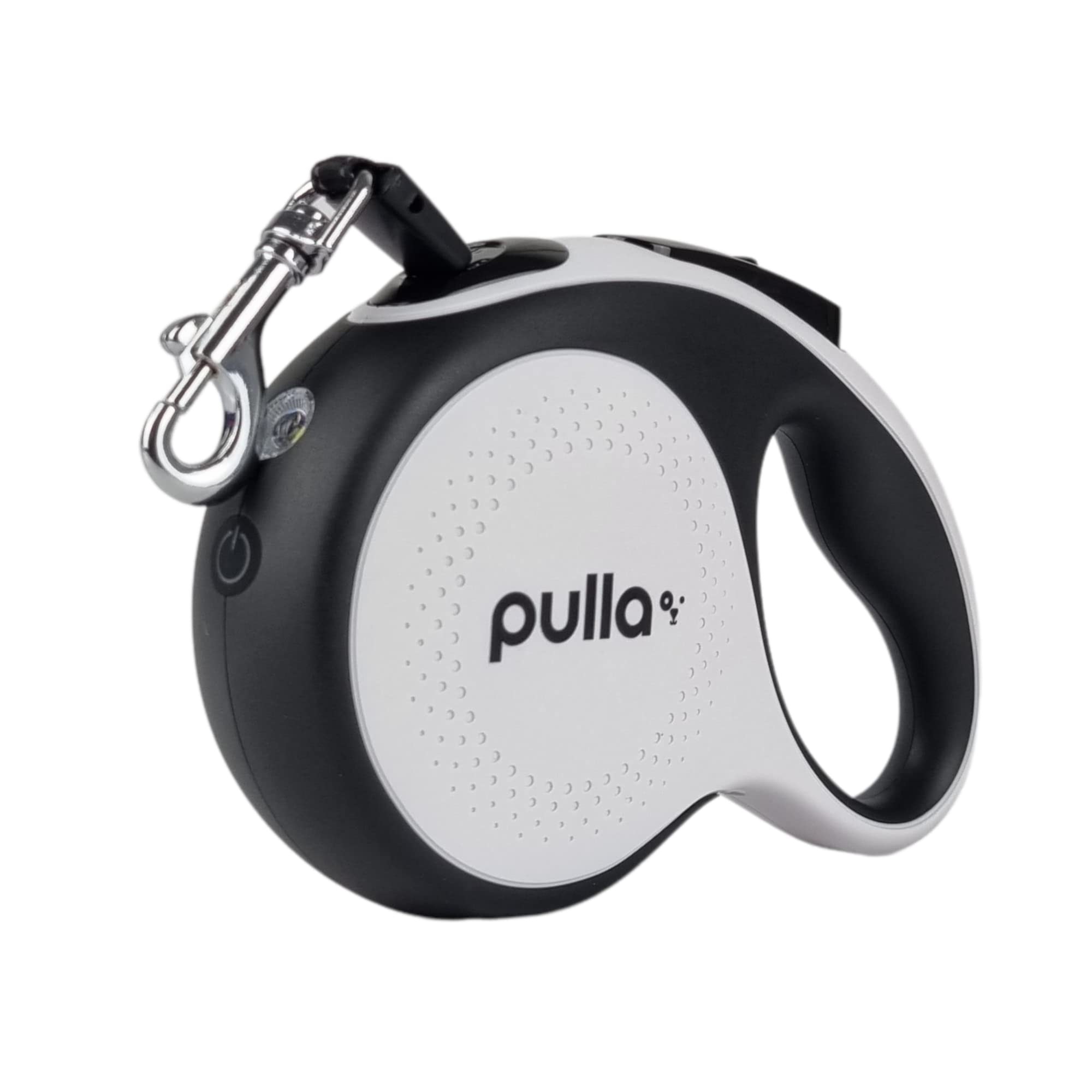 Pulla Pro LED Retractable Dog Lead for Dogs Up to 25 kg | 5m Strong Anti Tangle Nylon Tape Ribbon | Rechargeable Bright LED Light (White)