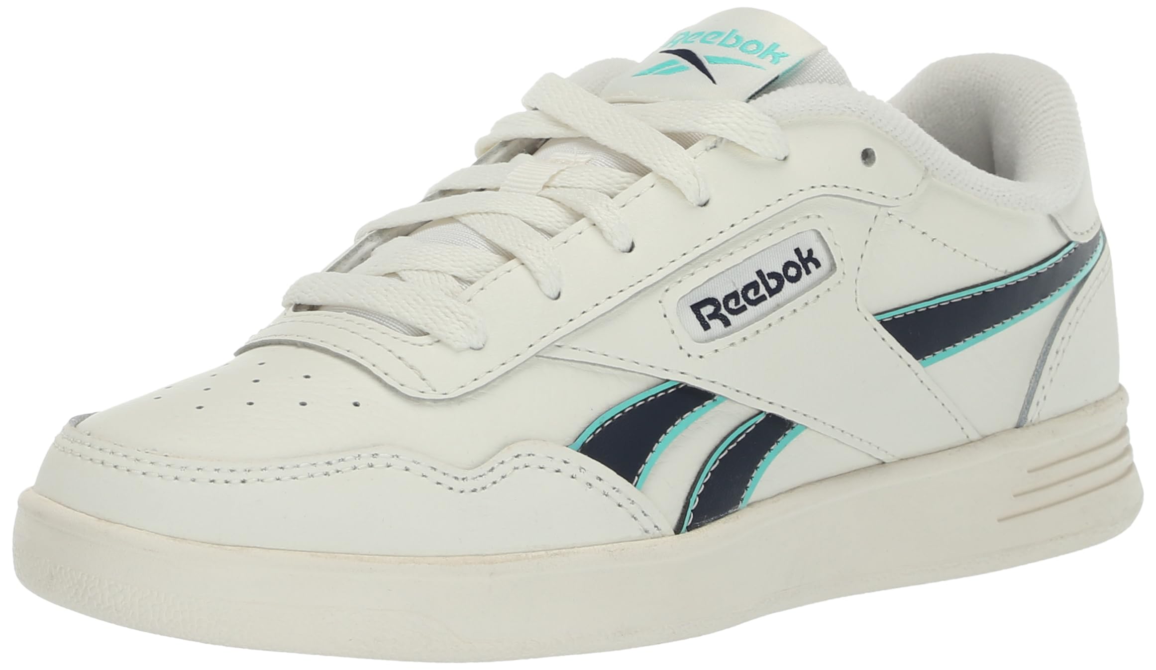 Reebok Unisex Court Advance Sneaker, Chalk/Vector Navy/Cyber Mint, 12.5 US Men Image