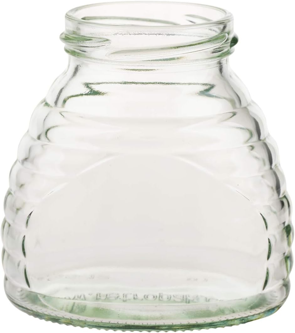 3 oz. Glass Skep Jar for Honey 24 ct. w/metal lids - choose design (Gold)