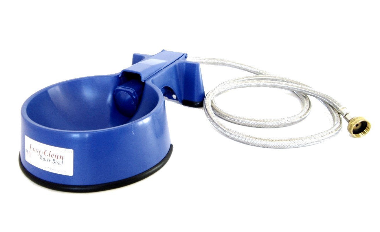 The Easy-Clean Auto-Fill Water Bowl with (5-Foot) Long Stainless Steel Hose, 32 Ounces,Blue