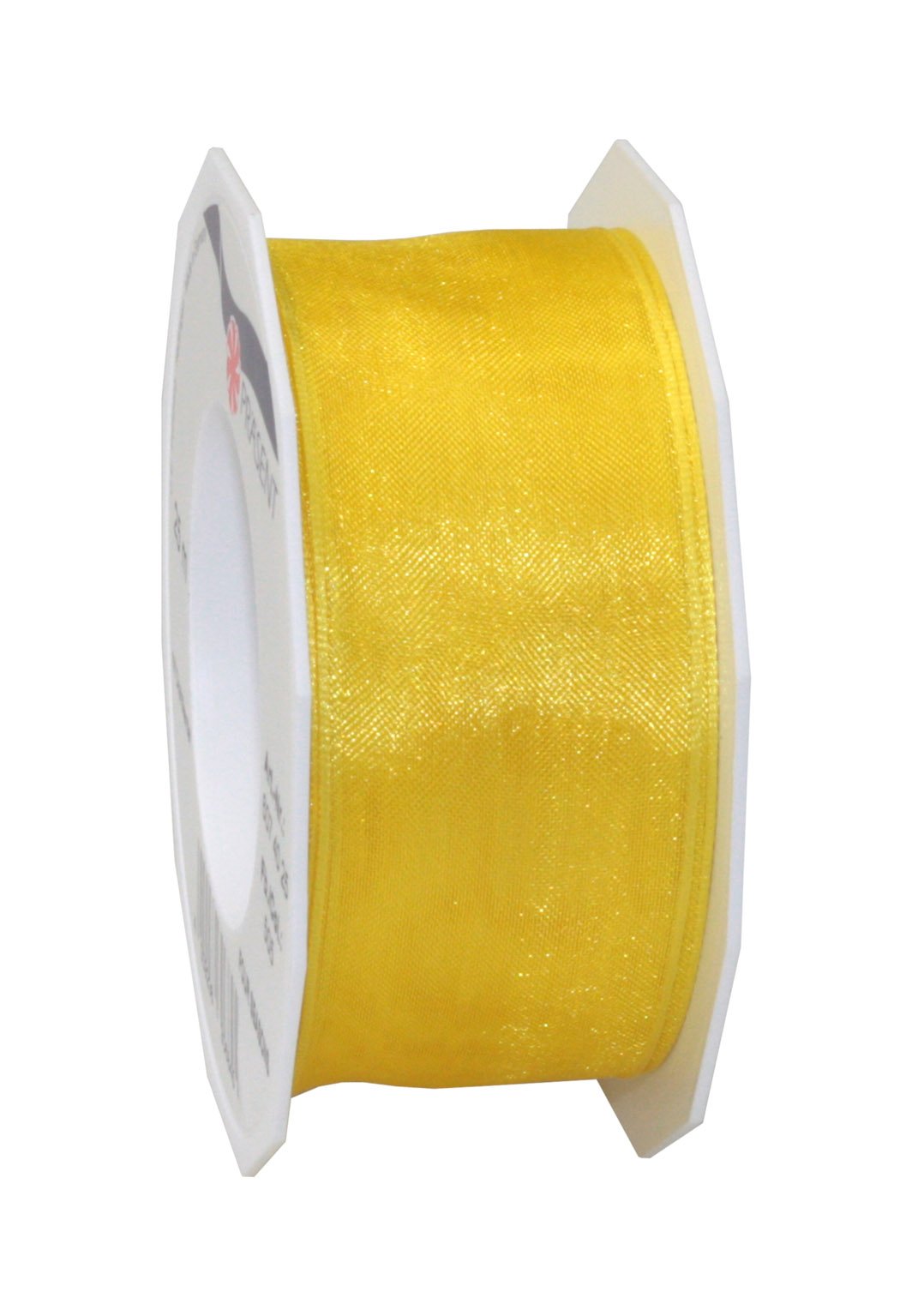 PRÄSENT - Four Seasons Organza wired edge Ribbon Yellow 40 mm width, 25 m length — image 1