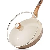SENSARTE Ceramic Nonstick Frying Pan Skillet with Lid 9.5Inch Non Stick Egg Pan Omelette Pans, Non-toxic Kitchen Cooking Chef's Pan, Free of Intentionally Added PFAS/PTFE/PFOA, Induction Compatible