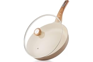 SENSARTE Ceramic Nonstick Frying Pan Skillet with Lid, 8/9.5/11/12.5 Inch Non Stick Pan Wok, Healthy Kitchen Cooking Sauté Pa