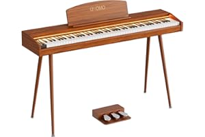 UMOMO UM-725 88 Key Weighted Digital Piano with Adjustable Light, 88 Key Progressive Hammer-action Keyboard Piano for Beginners with MIDI, Brown