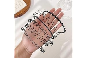 Men Hair Bands Spring Shape Elegnat Headwear Wave Shape Headband Creative Double Layer Thin Metal Hair Hoop Daily(B)