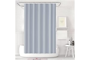 Grey Shower Curtain Liner PEVA Bath Curtain with 3 Magnets Thickened Water Proof Quick Drying Bath Curtain Set with 12 White 