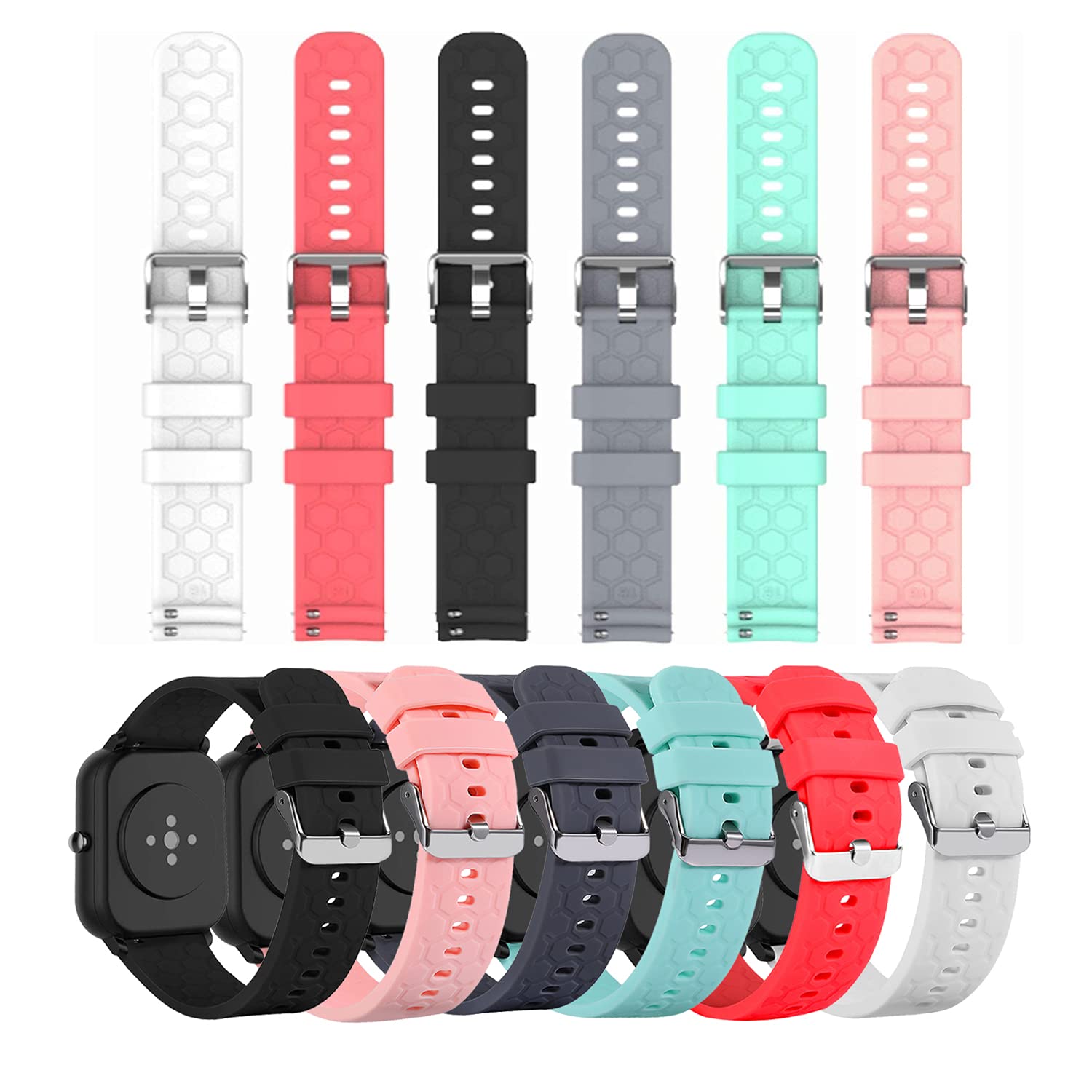 Photo 1 of 6-Pack Bands Compatible with Garmin Bounce Watch Strap Silicone Wristband, Replacement Bracelet Sport Strap for Butele H69, ANDFZ T42, Hero Band III, Donerton, Popglory, CanMixs P22 Accessories