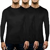 Patelai 3 Pack Thermal Underwear for Men Top Crew Neck Long Sleeve Shirt Fleece Lined Base Layer for Cold Weather