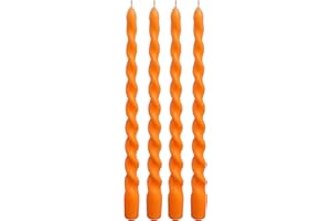 Viyffo Spiral Taper Candles 12 Inch Orange Set of 4 Unscented, Dripless, Smokeless Tapered Candlesticks Wedding Advent Home Decor Dinner Christmas
