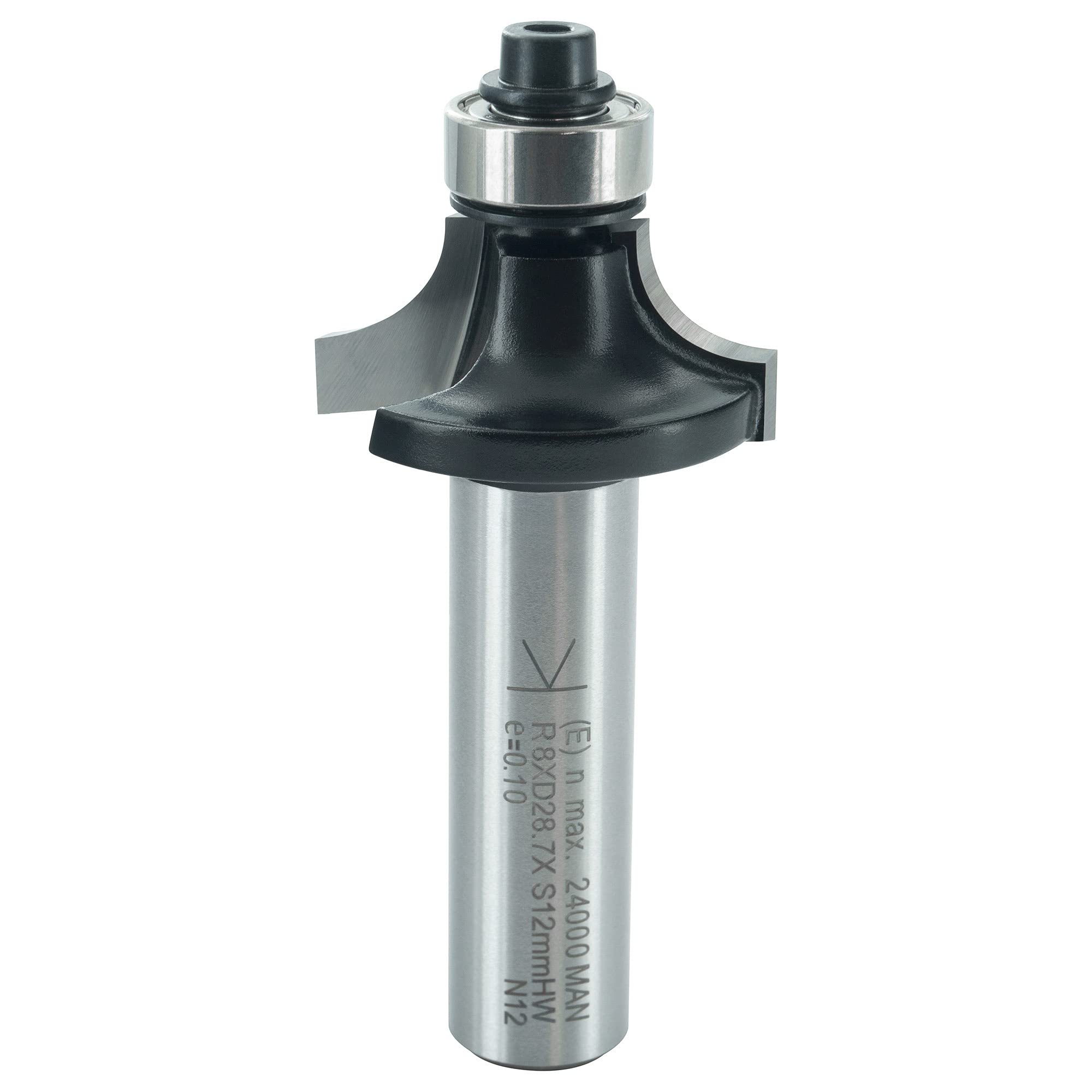ENT 14372 Rounding Over Cutter TC Shank (S) 12 mm, Diameter (D) 28,6 mm, NL 12,7 mm, R 8 mm, SL 40 mm, with Ball Bearing