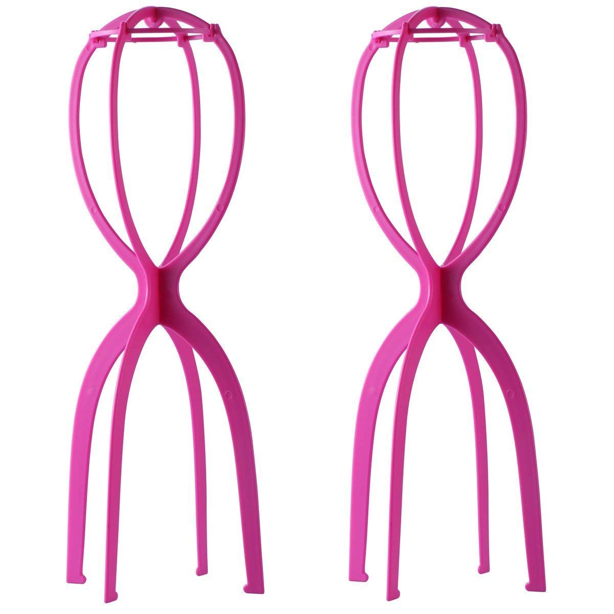Dreamlover Collapsible Wig Stands for Long Hair, Tall Wig Head Stands, Hot Pink, 2 Pack
