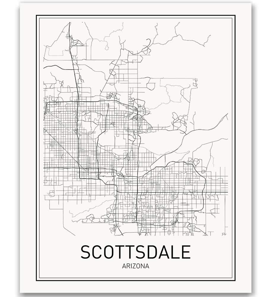 Amazon.com: Scottsdale Poster Scottsdale Map of Scottsdale City Map ...